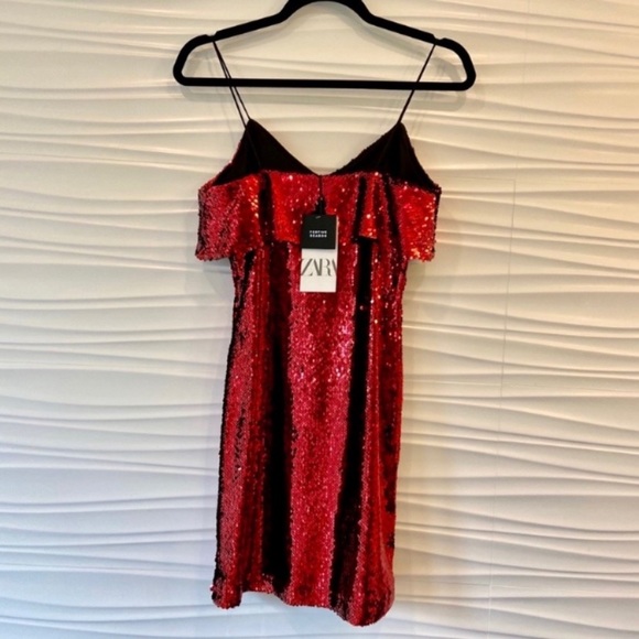 NWT Zara luxury holiday party wedding red mini sequin dress - Picture 12 of 12
